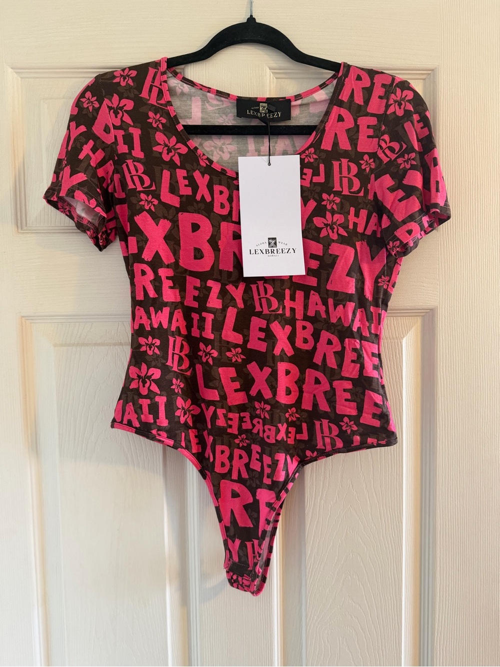 LexBreezy Pink & Brown Logo Bodysuit